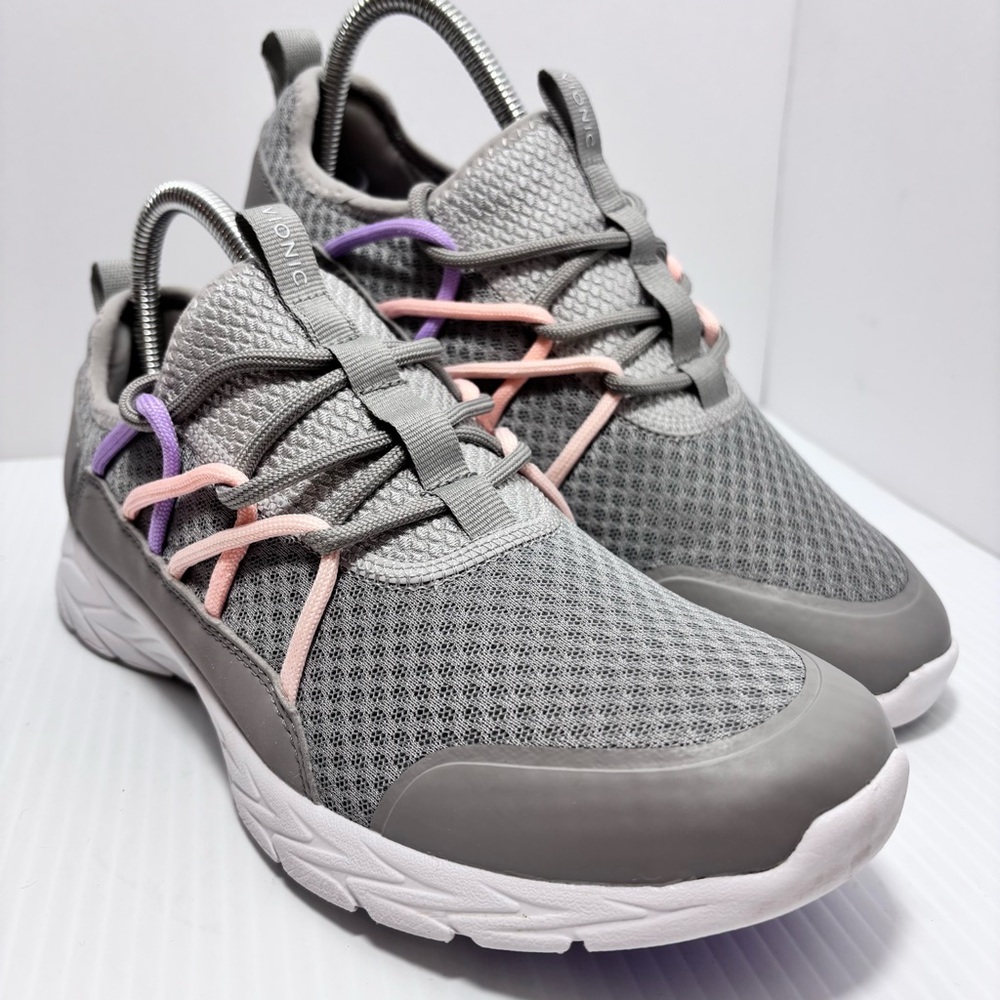Vionic Gray Athletic Sneakers with Pink and Purple Accents - Picture 3 of 15